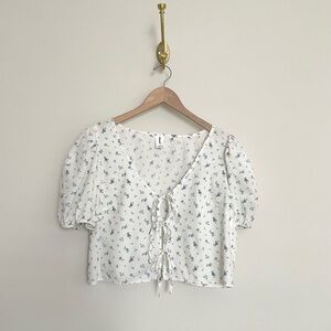 Dainty floral tie-front blouse